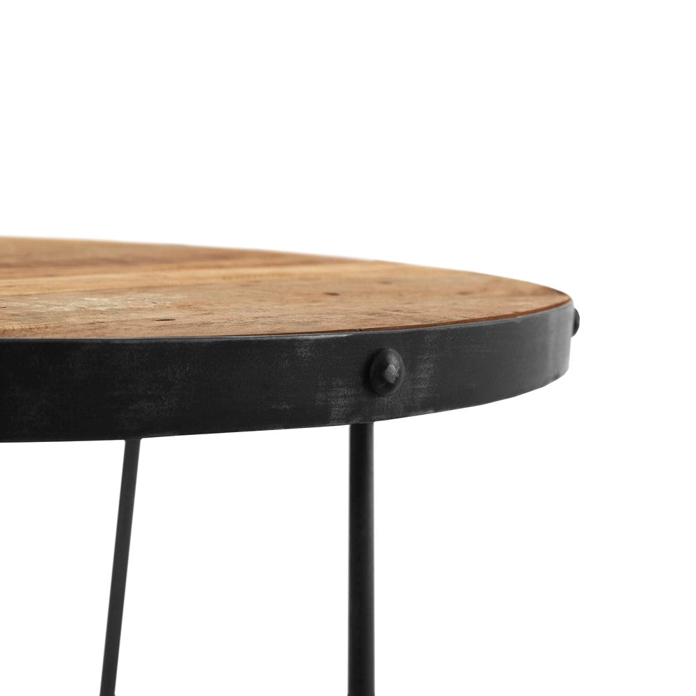 Houten & ijzeren salontafel Ruwe mango 60/39