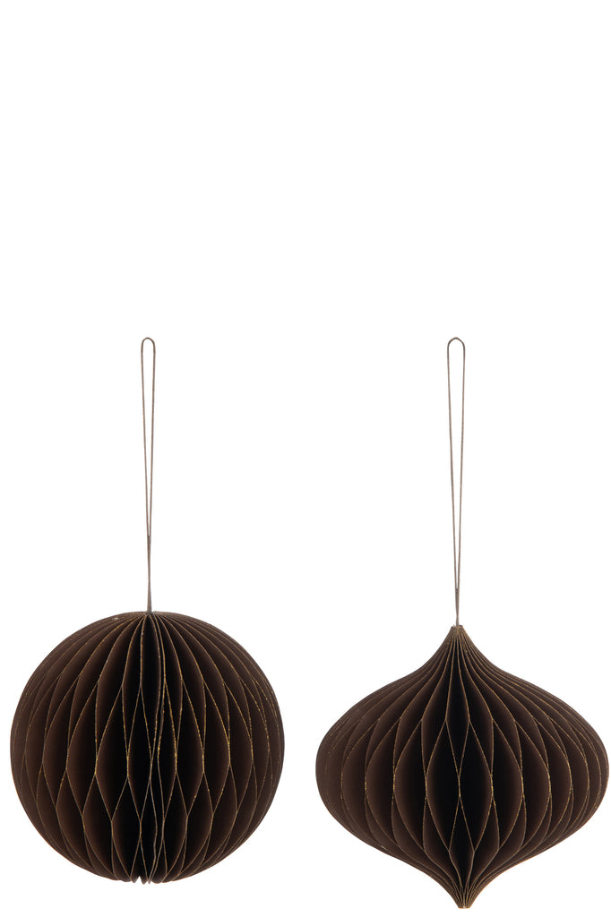 Kerstbal Papier Bruin Groot Assortiment Van 2