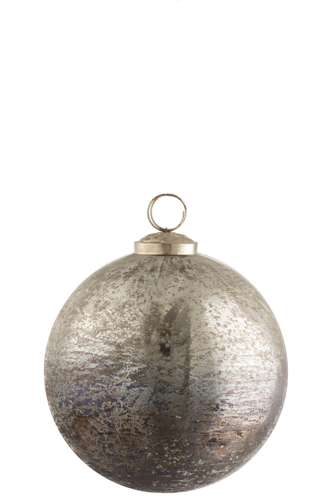 Kerstbal Antiek Glas Zilver/Grijs Groot