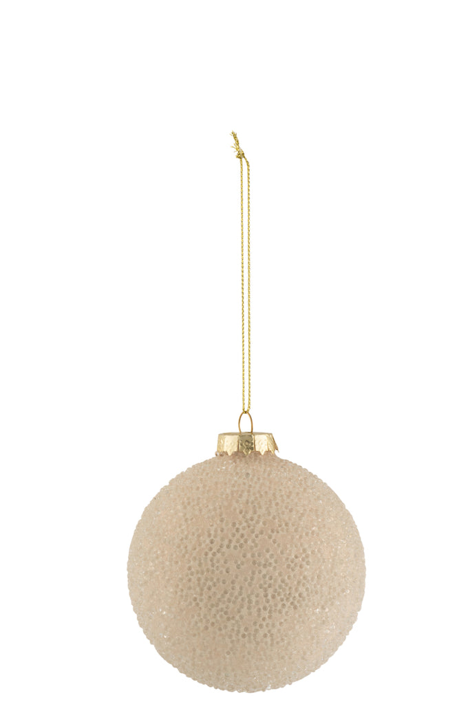 Kerstbal Parelglas Beige Klein