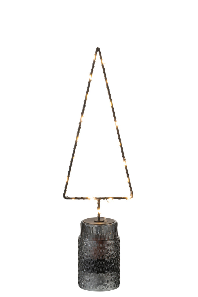 Kerstboom + Led + Batterij Open Metaal Zwart Middelgroot
