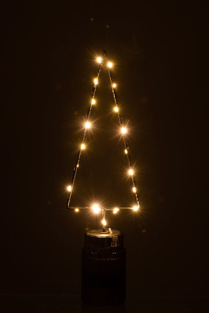 Kerstboom + Led + Batterij Open Metaal Zwart Middelgroot