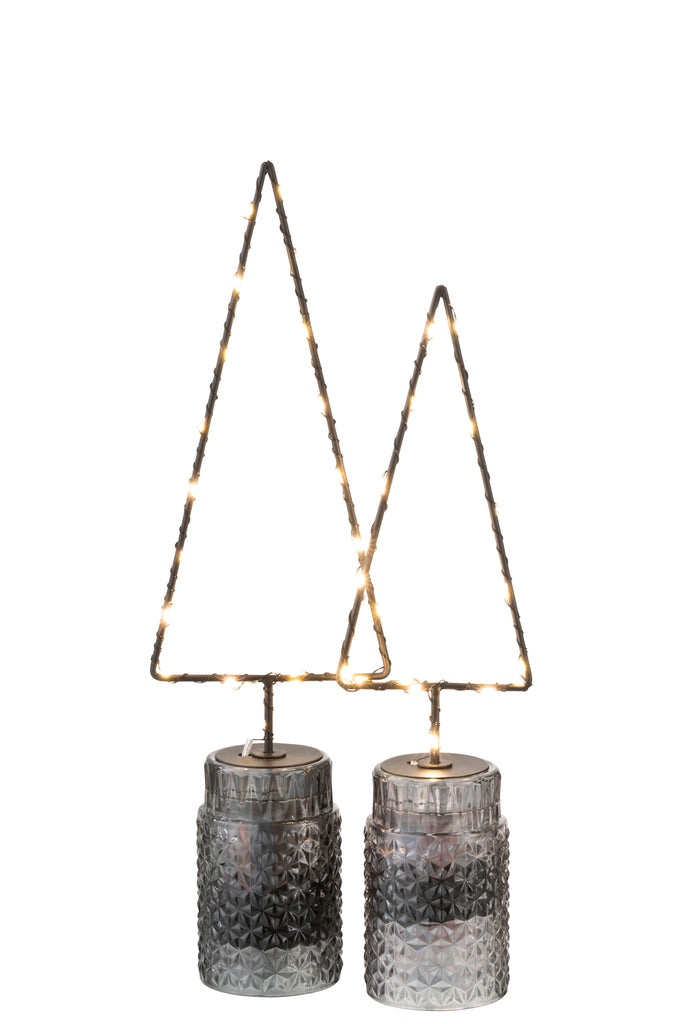 Kerstboom + Led + Batterij Open Metaal Zwart Middelgroot