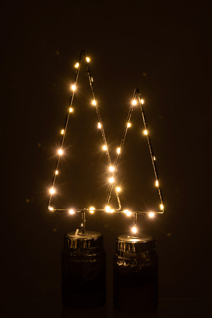 Kerstboom + Led + Batterij Open Metaal Zwart Middelgroot