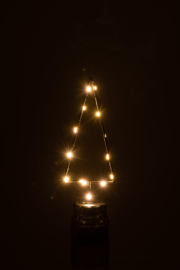 Kerstboom + Led + Batterij Open Metaal Zwart Klein