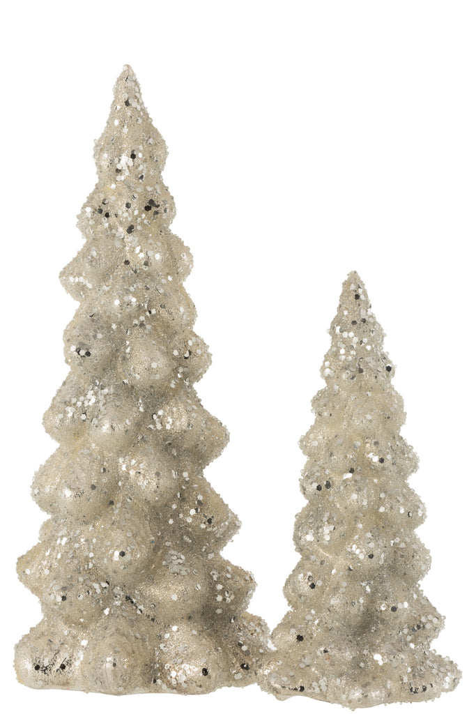 J-Line Christmas Tree Deco Sugar Glass Shiny Light Grey/Silver Large