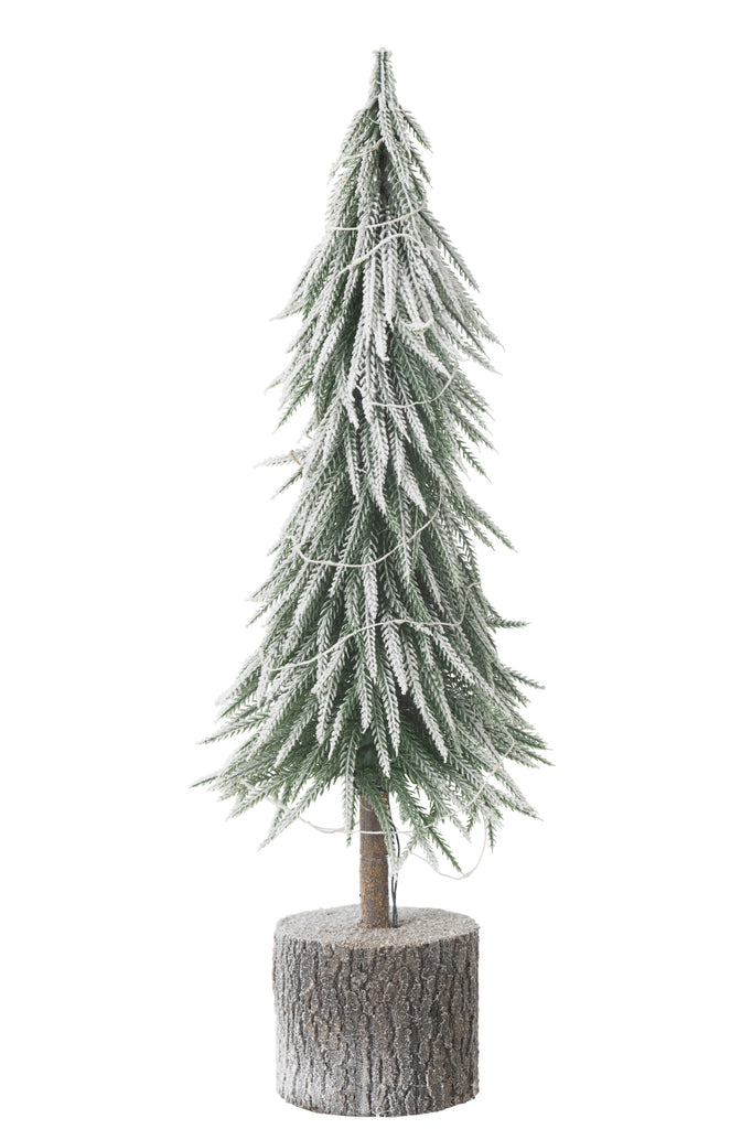 Kerstboom met LED-verlichting, plastic sneeuw, groen, groot