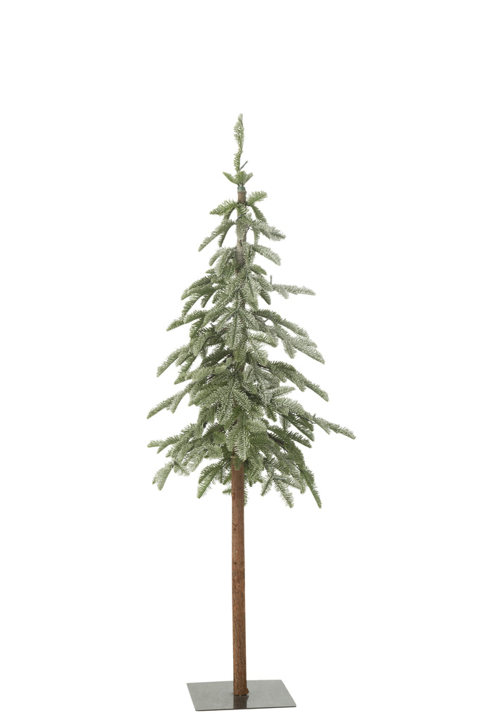 Kerstboom met LED-verlichting, plastic sneeuw, groen, klein