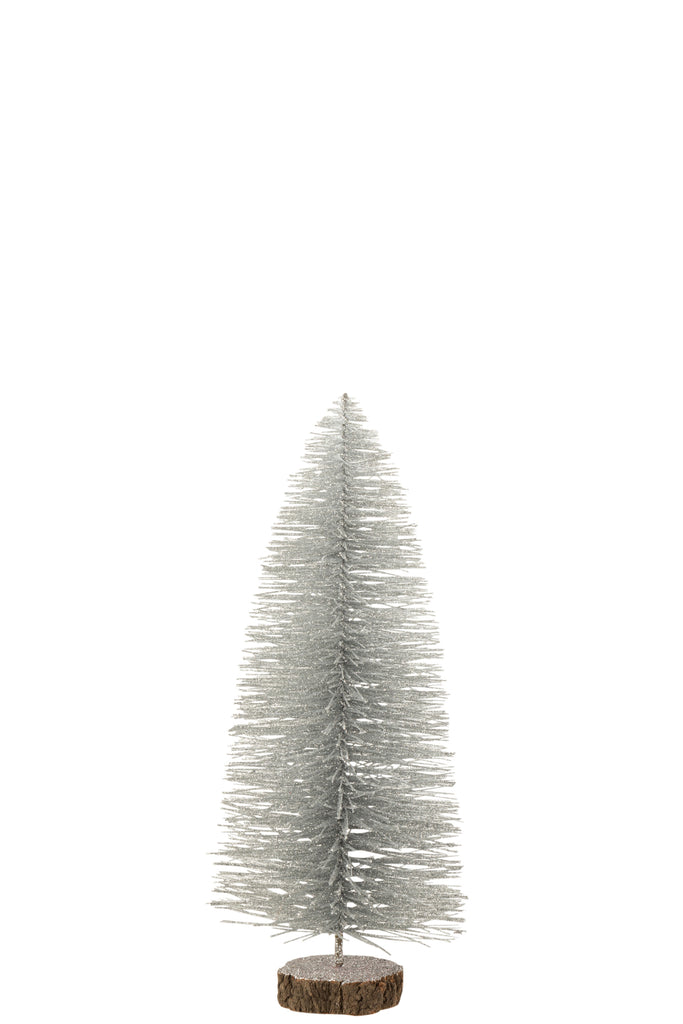 Kerstboom Deco Plastic Glitter Zilver Middelgroot
