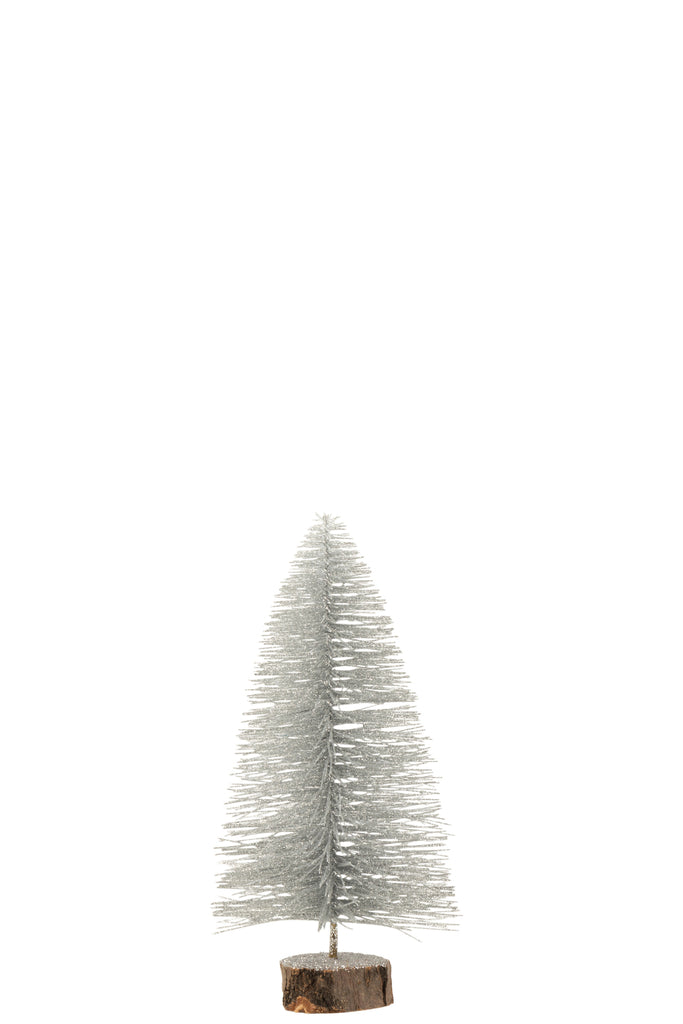 J-Line Kerstboom Deco Plastic Glitter Zilver Klein
