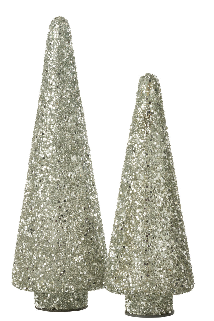 Kerstboom Glitter Glas Zilver Groot