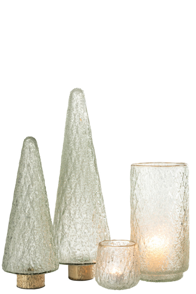 Kerstboom Gouden Voet Glas Transparant Groot