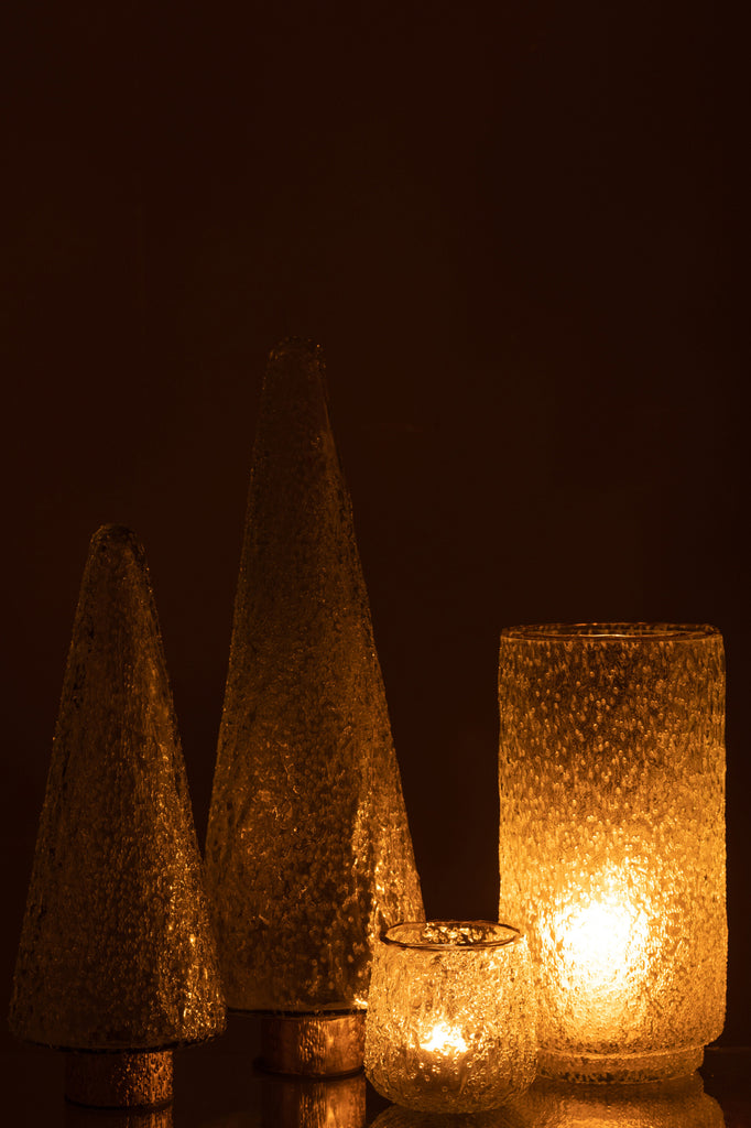 Kerstboom Gouden Voet Glas Transparant Groot