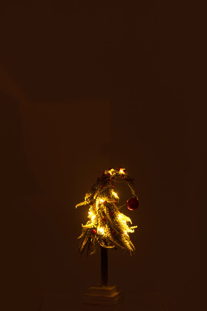 Kerstboomhoed + Led Kunstmatige Sneeuw Groen/Rood Klein