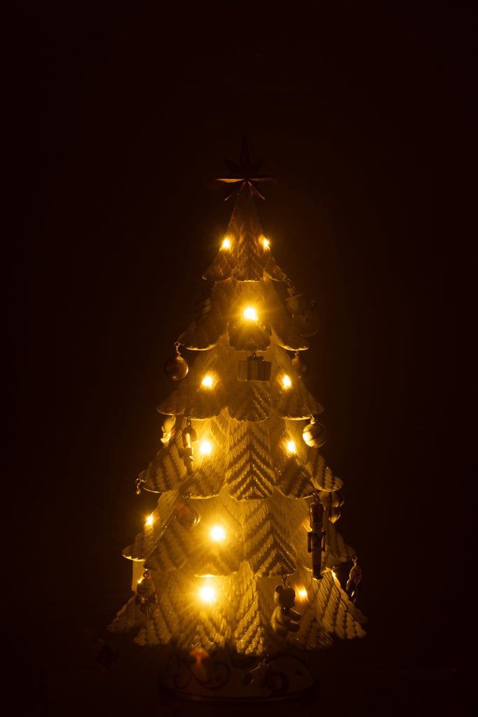 Kerstboom Led Ornamenten Hars Wit/Goud Klein