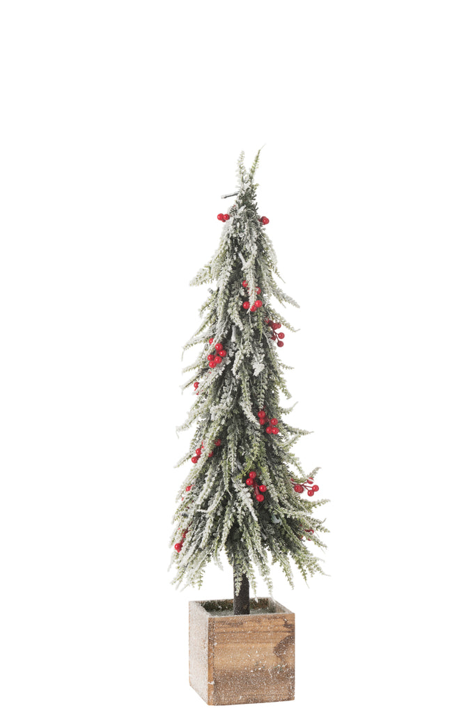 Kerstboom + Led Plastic Sneeuw Groen/Rood Groot