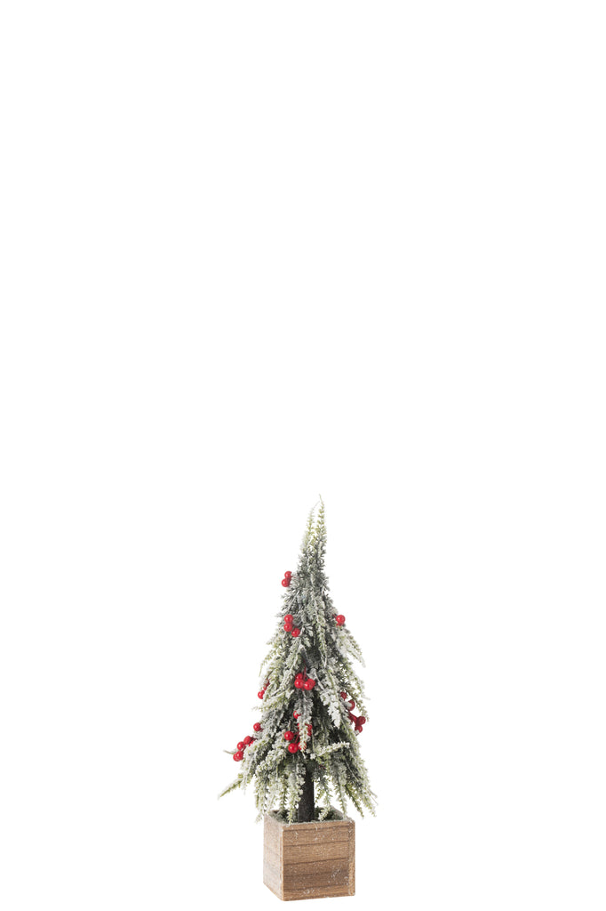 Kerstboom + Led Plastic Sneeuw Groen/Rood Klein