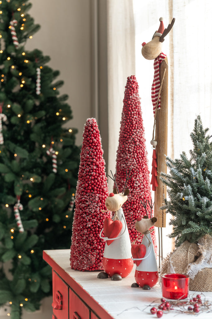 J-Line Kerstboom+Led+Pot Jute Plastic Sneeuwgroen Klein