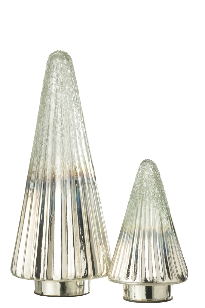 Kerstboom Geribbeld Glas Zilver/Transparant Groot