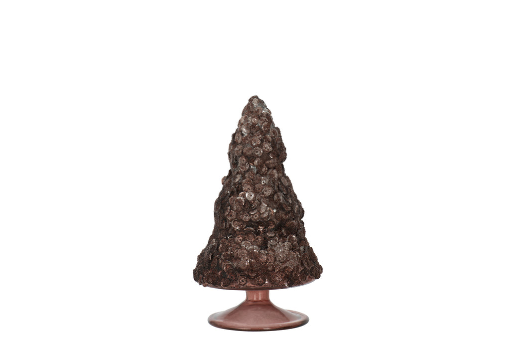 Kerstboom Pailletten Suiker Mat Donkerbruin Middelgroot
