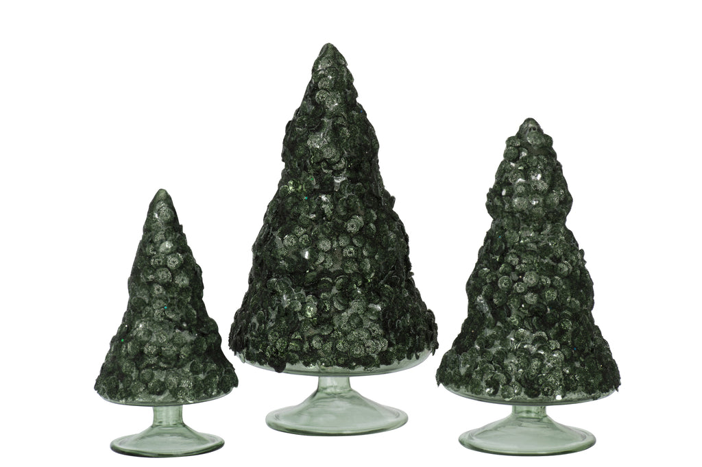 Kerstboom pailletten suiker mat donkergroen groot