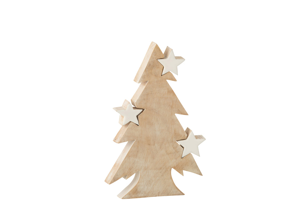 Kerstboomster Mangohout Witgewassen/Wit Groot