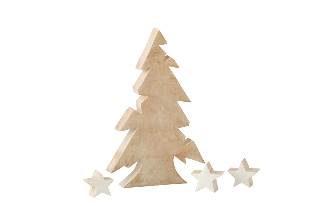 Kerstboomster Mangohout Witgewassen/Wit Groot