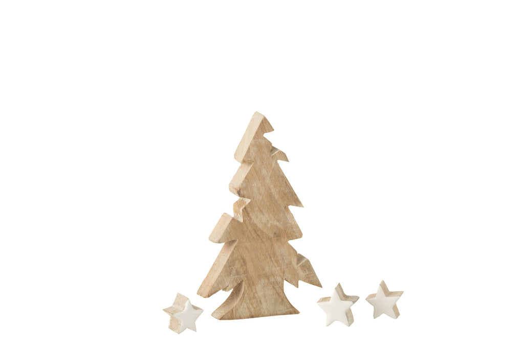 Kerstboomster Mangohout Witgewassen/Wit Middelgroot