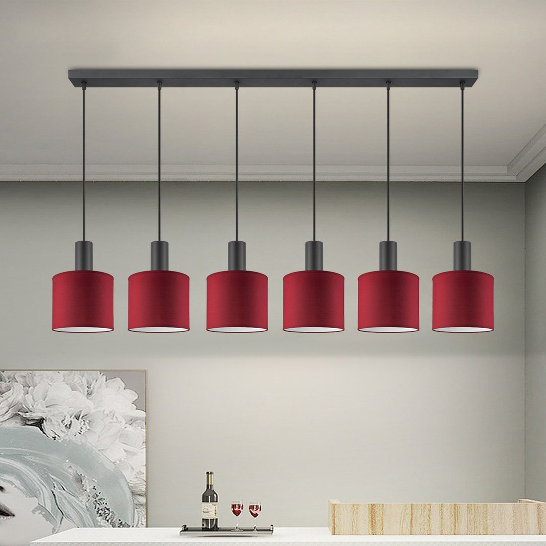 hanglamp Bling-Xxl Beam 6L-Rood-20cm