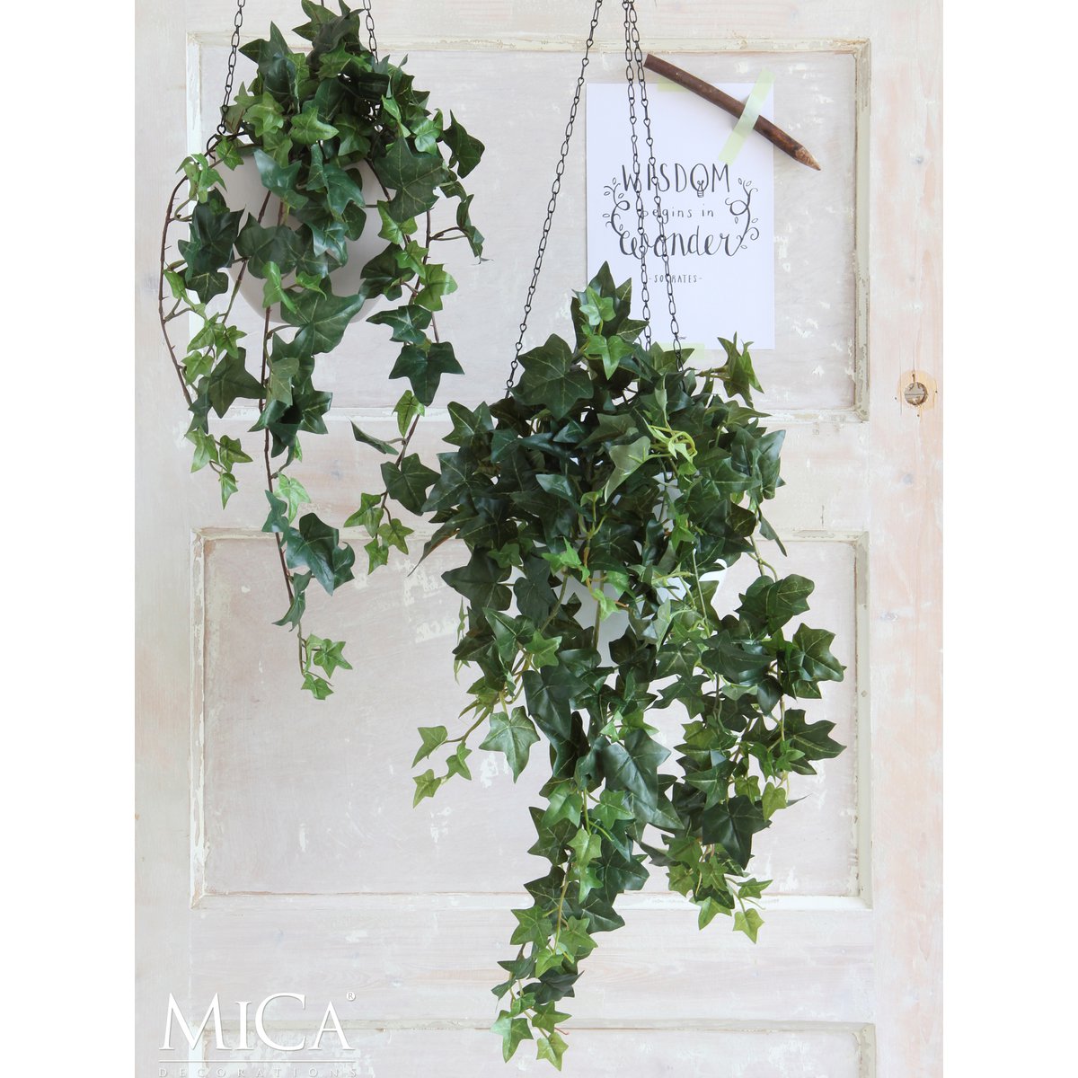 Hedera Kunst Hangplant - H129 cm - Groen Bont