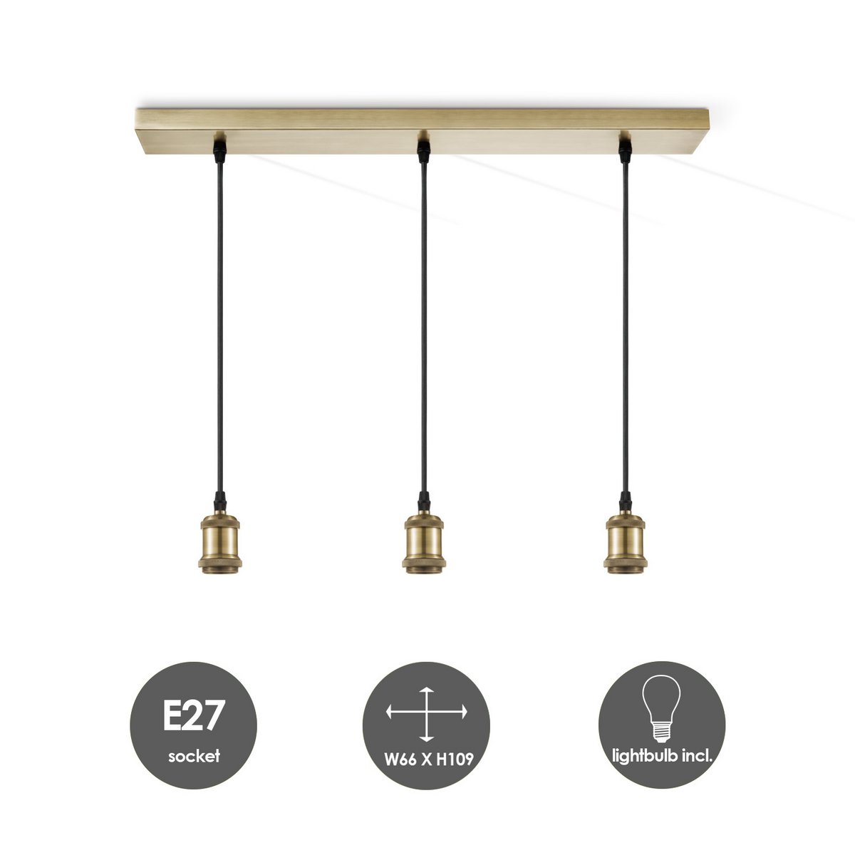 hanglamp brons vintage - 3 LED -dimbaar E27 amber