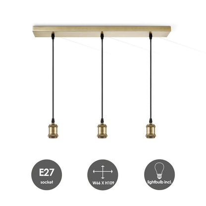 hanglamp brons vintage - 3 LED -dimbaar E27 amber