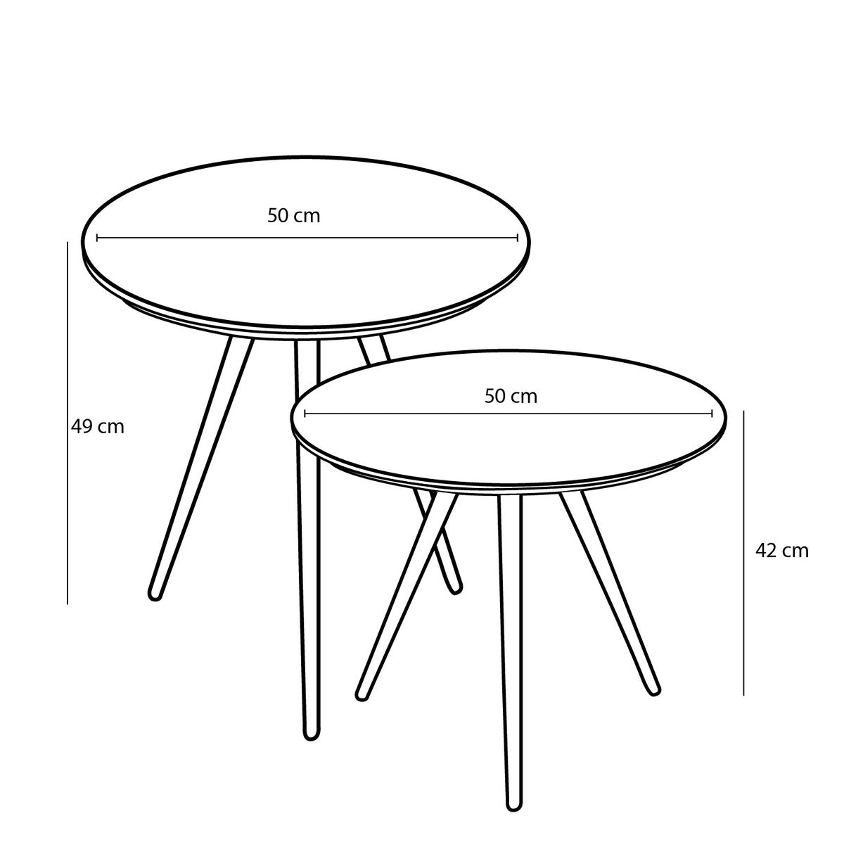 Jailey Bijzettafel - Set van 2 - H49 x Ø50 cm - Gerecycled Hout - Bruin