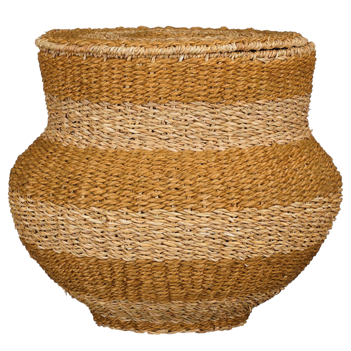 Tacoma Opbergmand met Deksel - H48 x Ø55 cm - Jute - Geel