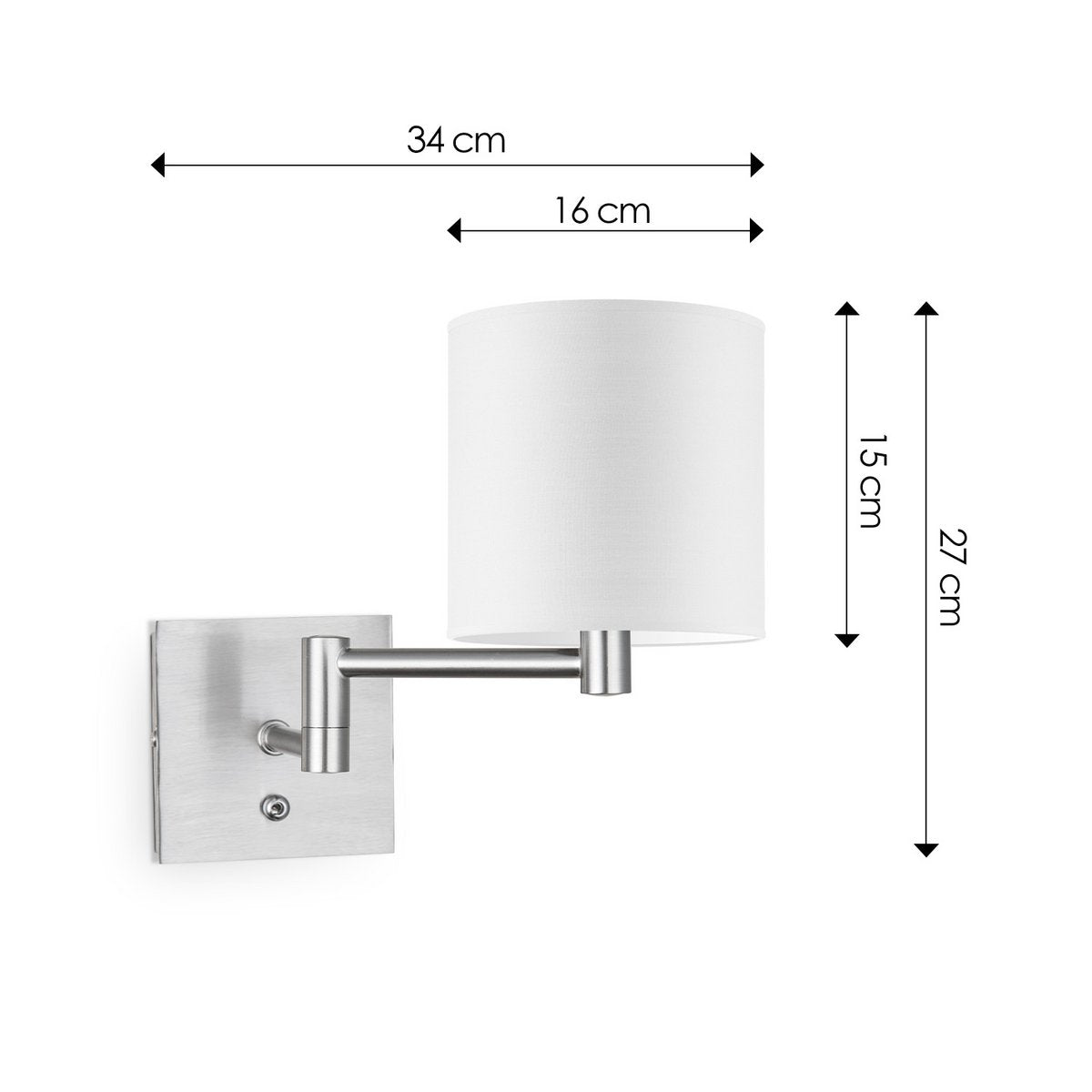 Wandlamp - Swing, E27, wit Lampenkap 16x15cm