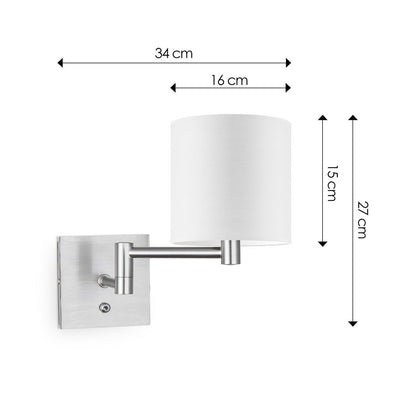 Wandlamp - Swing, E27, wit Lampenkap 16x15cm