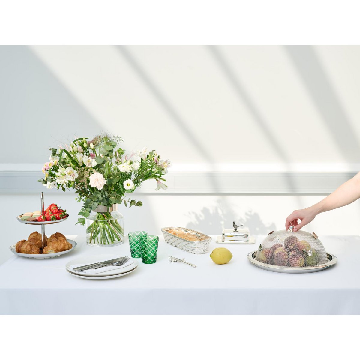 Set van 4 kristallen glazen Dio, groen, handgeslepen glas, hoogte 10 cm
