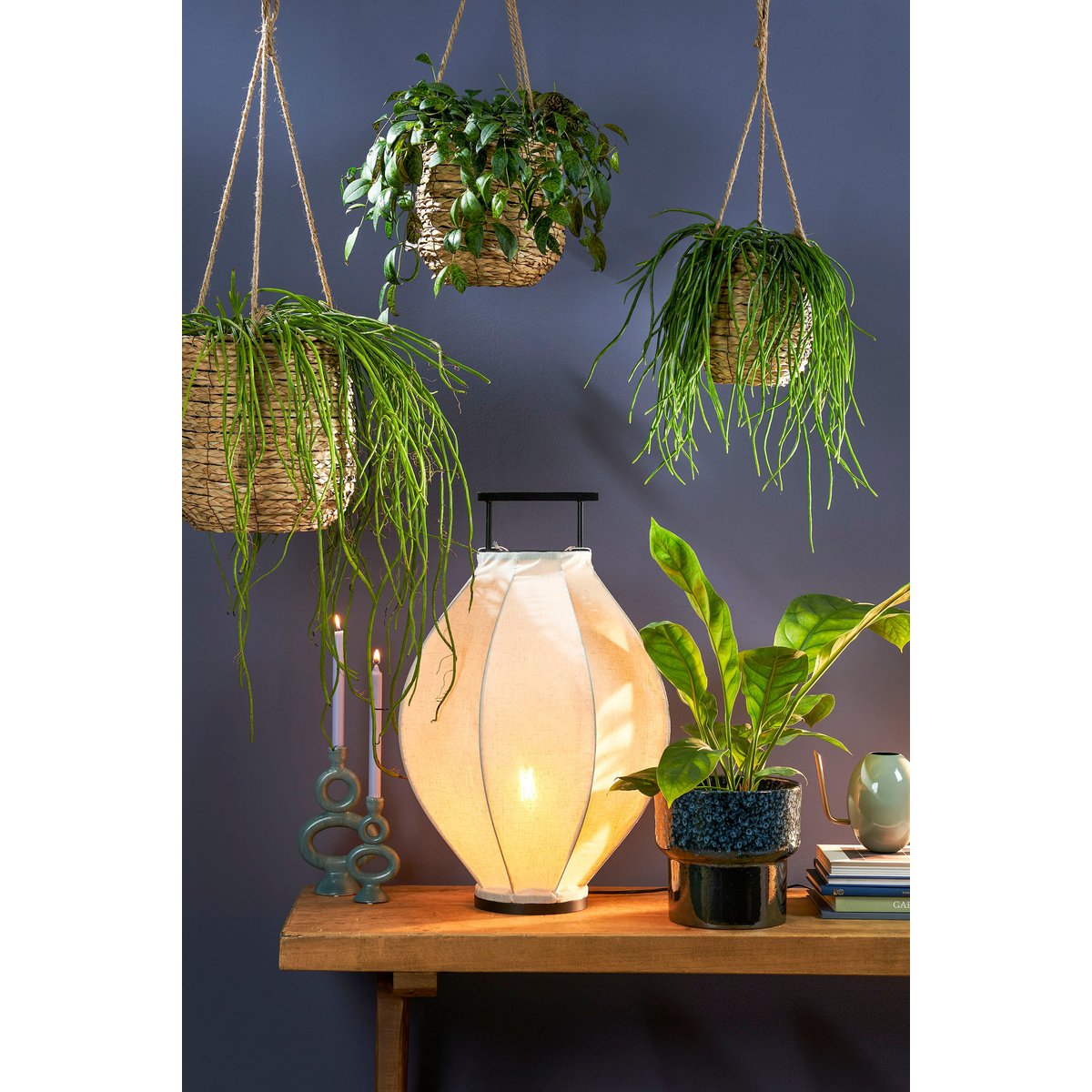 Avalon Hangpot - Set van 3 - H90 x Ø30 cm - Zeegras - Lichtbruin