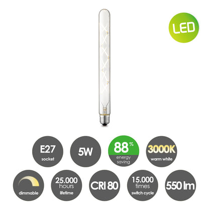 dimbare Led Tube Spiraal E27 6W 550Lm 3000K Helder