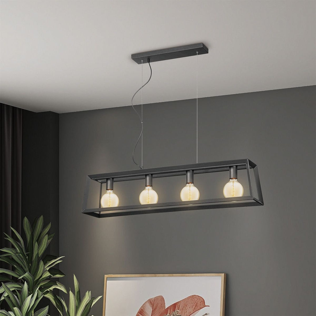 Hanglamp Dito 4 lichts - Zwart - 100x20x124cm