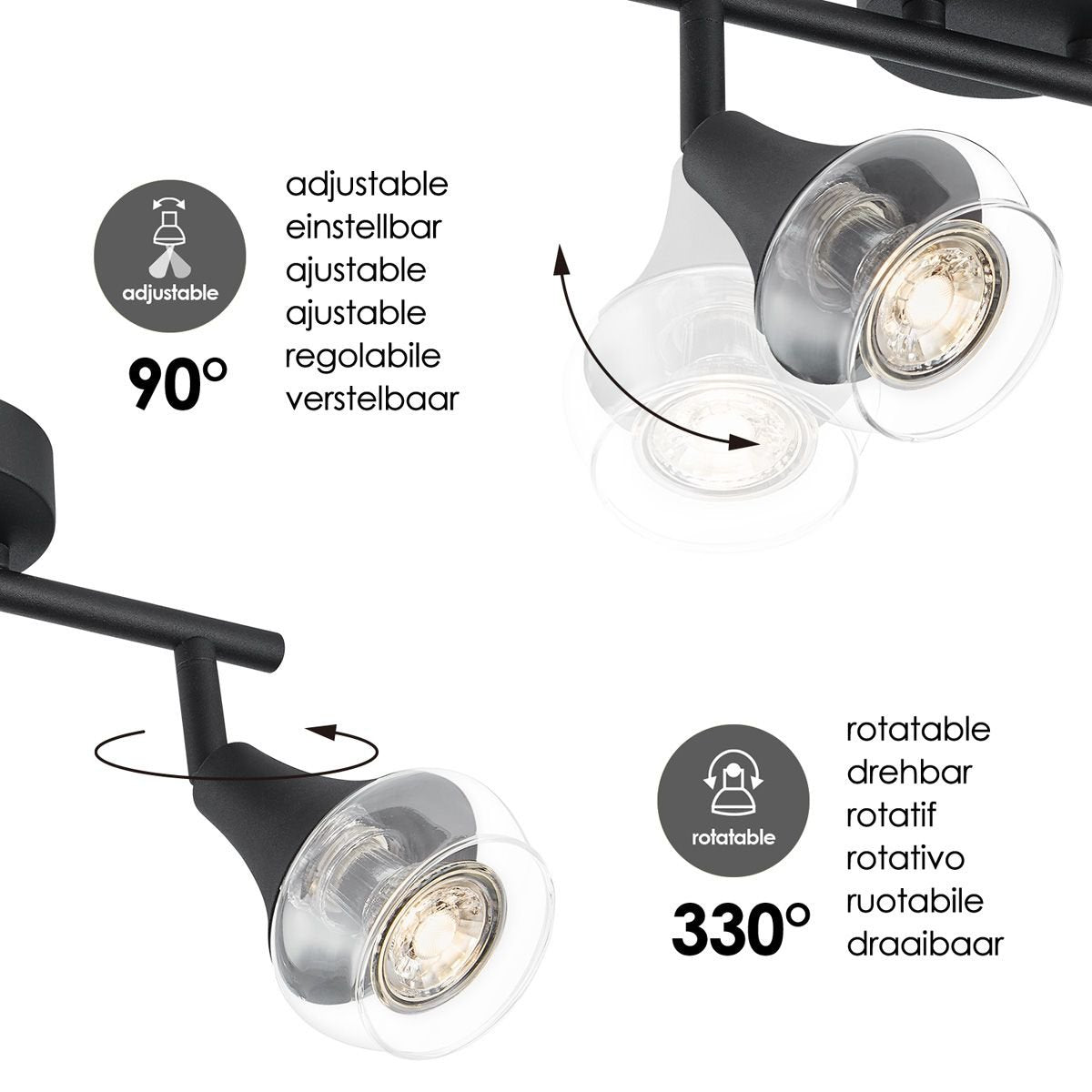 LED Opbouwspot Vaya 2 - incl. dimbare LED lamp - Zwart