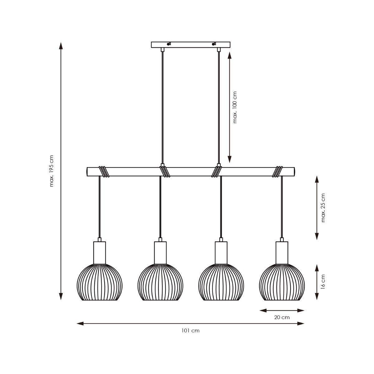 Hanglamp Credo - Messing - 101x20x195cm