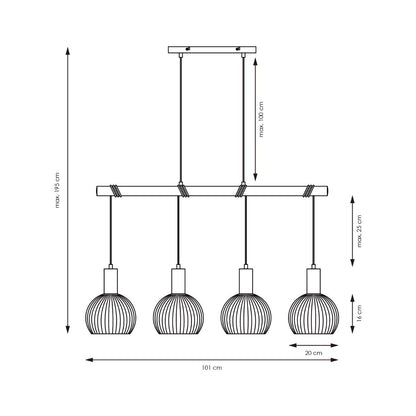 Hanglamp Credo - Messing - 101x20x195cm