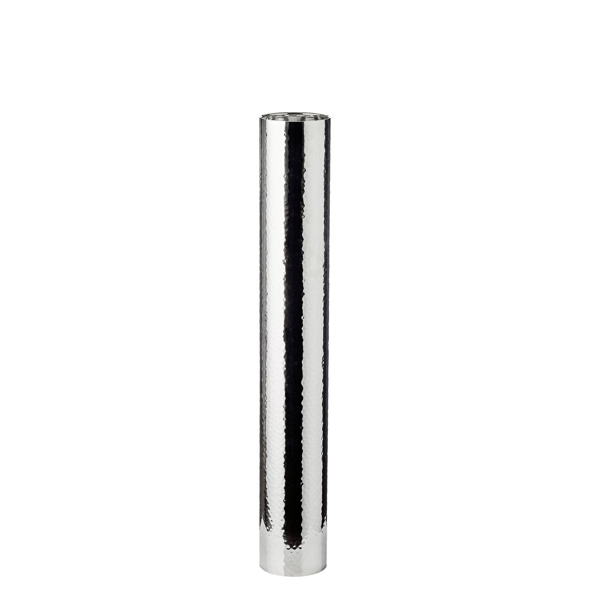EDZARD kandelaar Boston voor kaars diameter 10 cm, gehamerd, RVS glanzend vernikkeld, H 83 cm