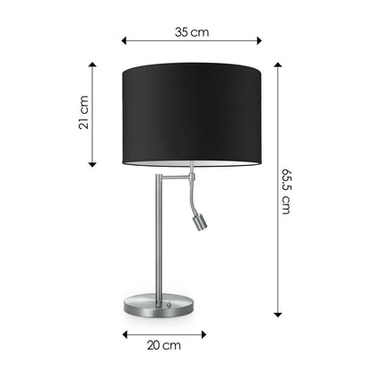 Tafellamp Read, LED Leeslamp, E27, zwart 35x35x47cm