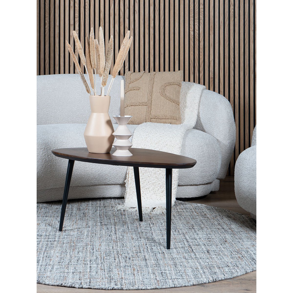 Vloerkleed Cross Grey/Beige – Rond ø200 cm