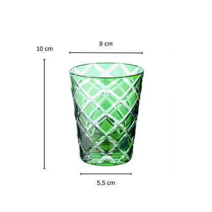 Set van 6 kristallen glazen Dio, groen, handgeslepen glas, hoogte 10 cm