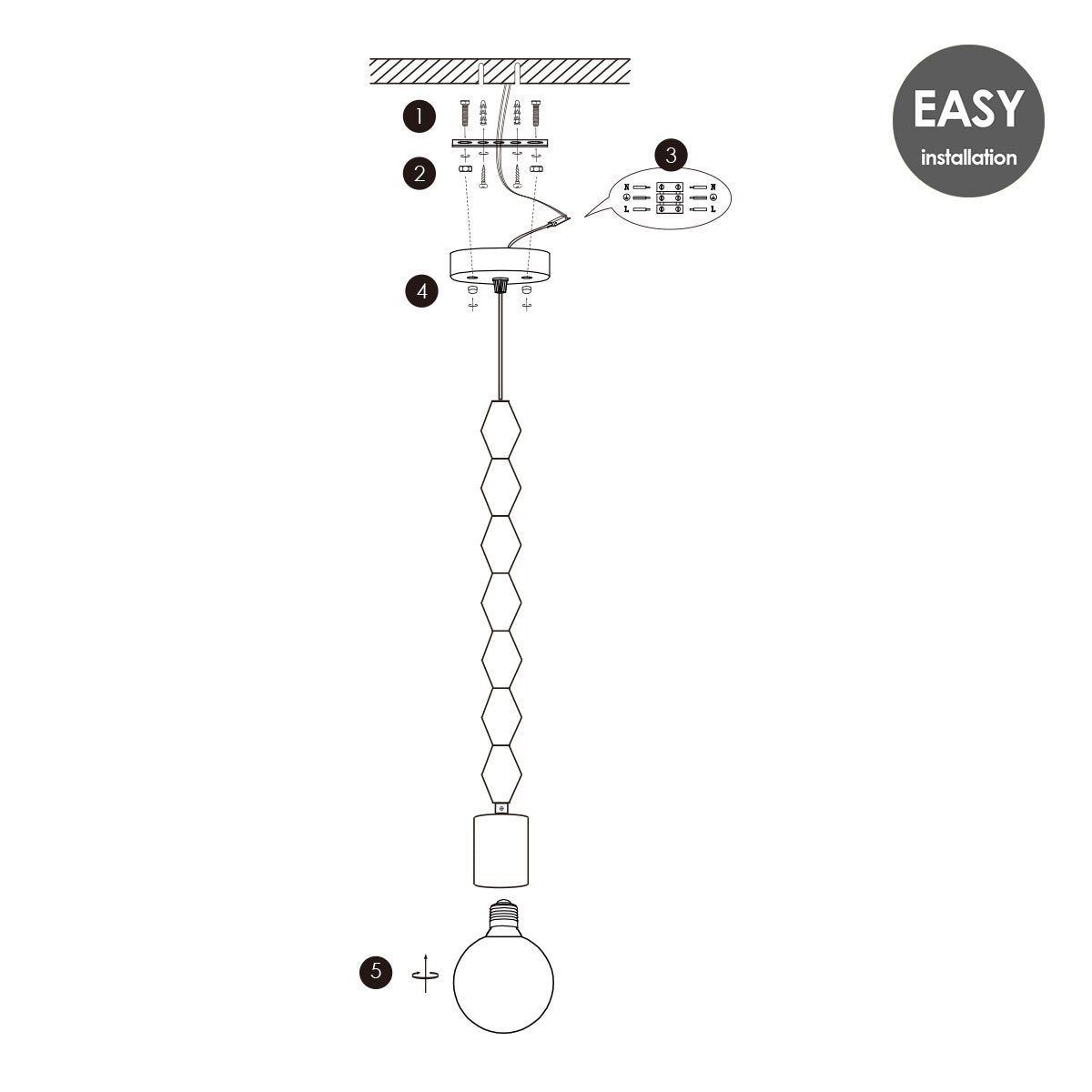 hanglamp Dana - LED G180 lamp - dimbaar E27 rook