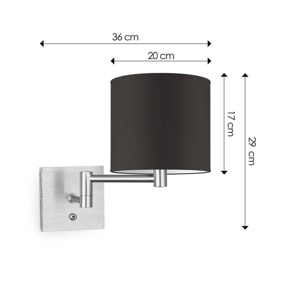 Wandlamp - Swing, E27, chocolade Lampenkap 20x17cm