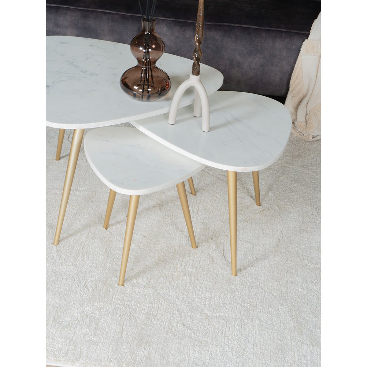 Salontafel Milou – Marmer – 40 cm – Goud